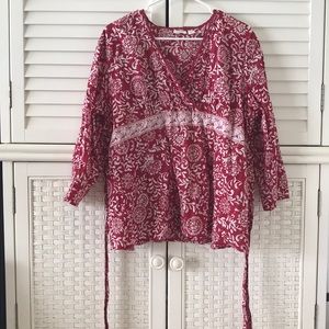 Cato XL red top tie back 3/4 sleeve sequins v neck